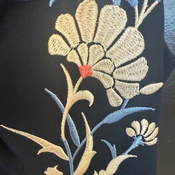 Moulinette Soeurs (Anthropologie) size 2 NWOT Navy Floral Embroidered Mini Dress - Picture 5 of 16